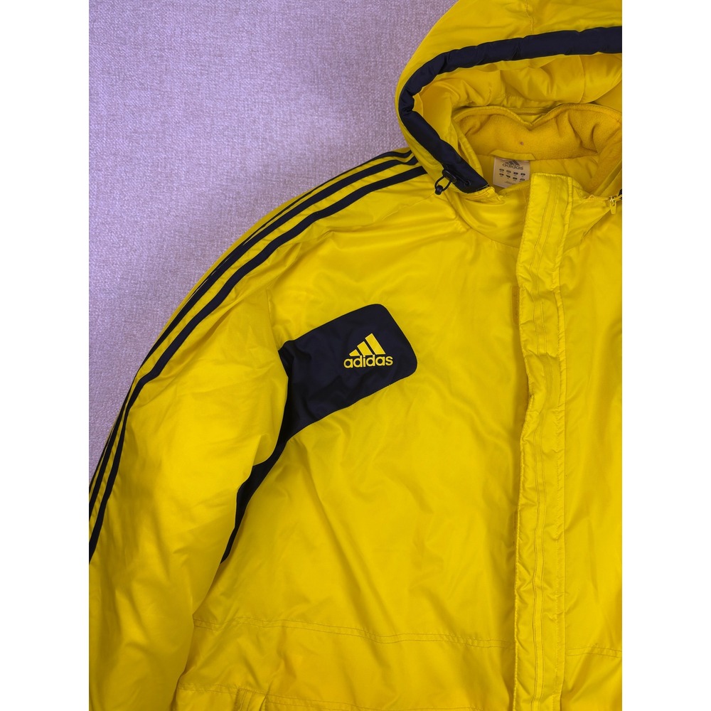 Adidas Columbus Crew MLS Soccer Sideline Parka Jacket Yellow Men 2XL Puffer Coat - Picture 2 of 8